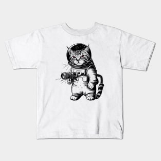 An Antropomorphic Astronaut Cat in a Spacesuit Kids T-Shirt